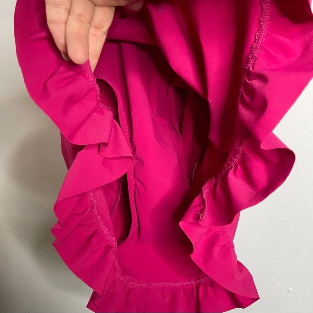 SPANX Love Your Assets Ruffle Halter Swim Dress in Sunset Pink Size S NWT Barbie - Picture 9 of 16